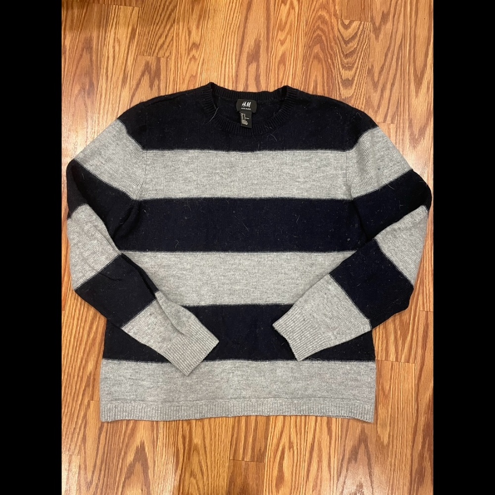 Navy and Gray Crew Neck Sweater